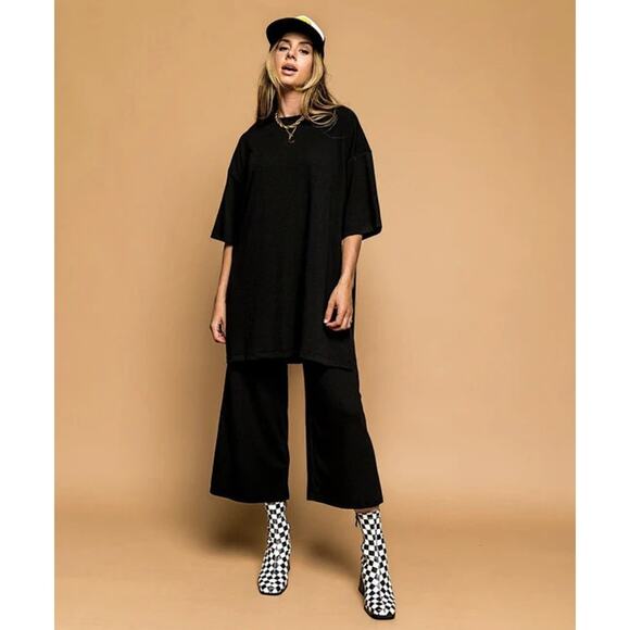 Dressed in LALA Pants - SET NWT Dressed in LALA Lex Ribbed Playsuit Short Sleeve Shirt & Wide Leg Pant